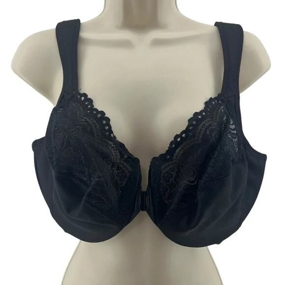 Glamorise Front Close Wonderwire Bra Black 1245 44C - Picture 1 of 4